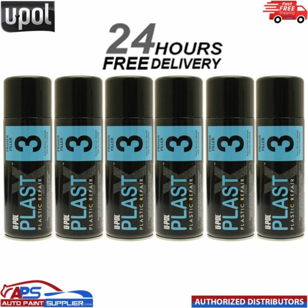 6x Upol PlastX3 Primer Filler Aerosol Plastic Bumper/Trim Paint PLAS/3 400ml Model: PLAS/3