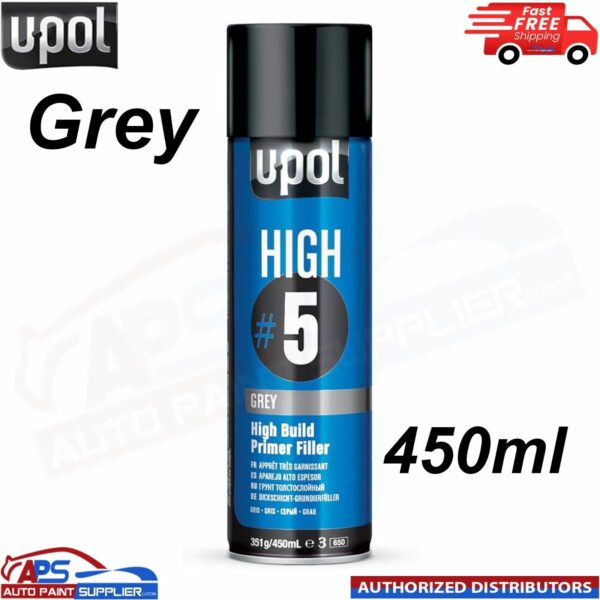 U-POL HIGH BUILD FILLER PRIMER #5 GREY AEROSOLS - 450ml ‎(0791V) Model: 0791V
