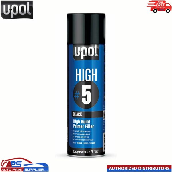 UPOL HIGH BUILD HIGH #5 PRIMER 450ML AEROSOL U-POL - BLACK Model: HIGHB/AL