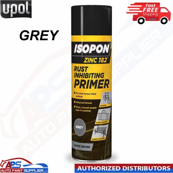 U-POL ISOPON ZINC 182 ANTI RUST PRIMER 450ML AEROSOL GREY Model: Z182/AL