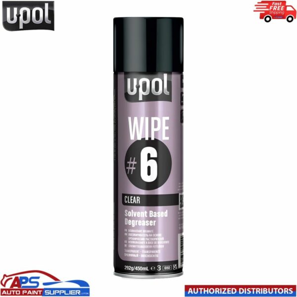 UPOL Wipe #6 Solvent Based Degreaser - 450ml Aerosol Panel Wipe Cleaner Model: WIPE/AL