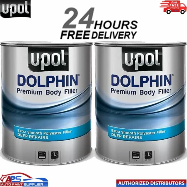 2 X U-POL DOLPHIN PREMIUM DEEP BODY FILLER 3LTR FOR DEEP REPAIRS ULTRA FINE Model: DOLBF/D