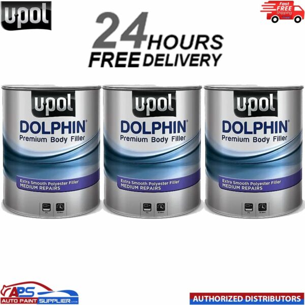 3 X U-POL DOLPHIN PREMIUM BODY FILLER ADVANCE MEDIUM DEPTH REPAIRS 3 LTR Model: DOLBF/M