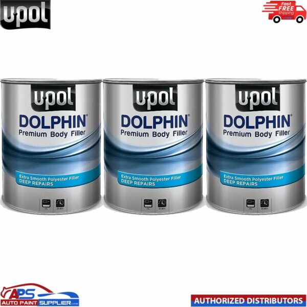 3 X U-POL DOLPHIN PREMIUM DEEP BODY FILLER 3LTR FOR DEEP REPAIRS ULTRA FINE Model: DOLBF/D