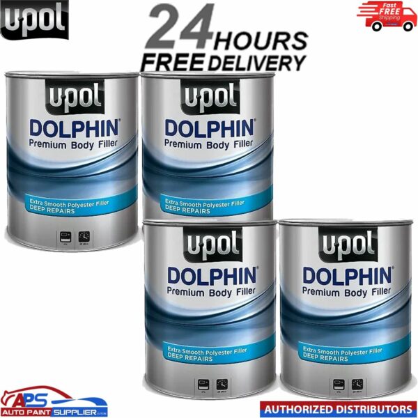 4 X U-POL DOLPHIN PREMIUM DEEP BODY FILLER 3LTR FOR DEEP REPAIRS ULTRA FINE Model: DOLBF/D