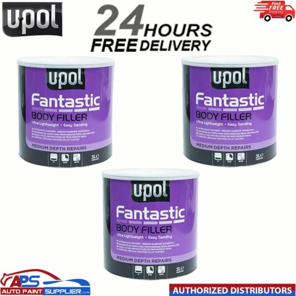 Upol Fantastic Polyester Body Filler 3 Litre x 3 - Includes Hardener & Spreader Model: FANT/3