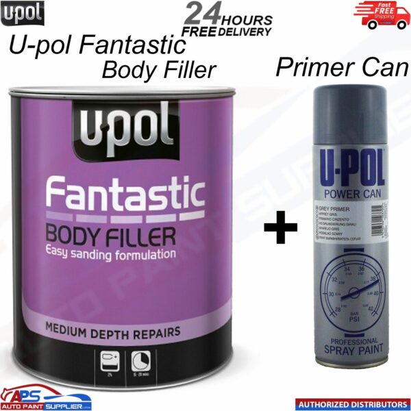 UPOL FANTASTIC POLYESTER CAR BODY FILLER 3L + GREY PRIMER AERESOL- FAST DELIVERY Model: FANT/3+PCPG/AL