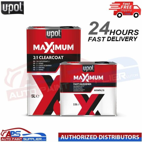 U-POL MAXIMUM 2K HS CLEARCOAT LACQUER 5 LTR WITH 2.5L FAST HARDENER - 7.5 L KIT Model: MAXMIMUM7.5