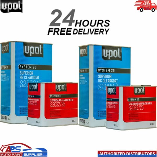 U-POL S2080 CLEAR COAT LACQUER HS 2K WITH S2032 STANDARD HARDENER UPOL- 15L KIT Model: S2080+S2032