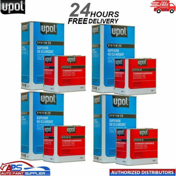U-POL S2080 CLEAR COAT LACQUER HS 2K WITH S2032 STANDARD HARDENER UPOL- 30L KIT Model: S2080+S2032