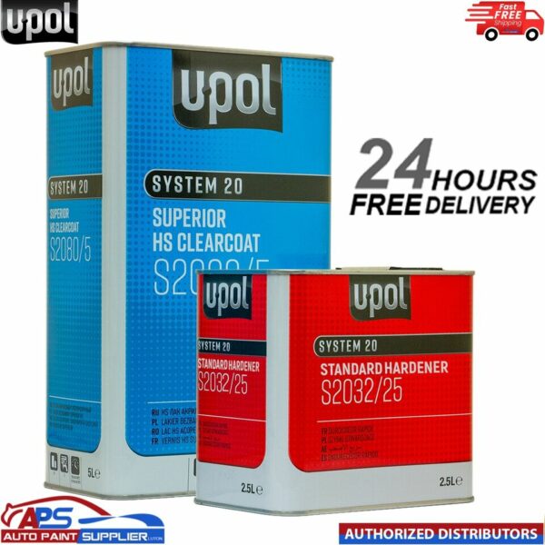 U-POL S2080 CLEARCOAT LACQUER HS 2K 7.5LTR KIT-WITH S2032 STANDARD HARDENER UPOL Model: S2080+S2032