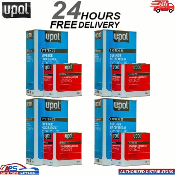 U-POL S2081 CLEAR COAT LACQUER HS 2K WITH S2032 STANDARD HARDENER UPOL- 30L KIT Model: S2081+S2032