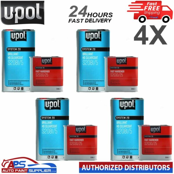 4X UPOL S2081 BRILLIANT HS CLEARCOAT WITH S2030 FAST HARDENER - FAST DELIVERY Model: S2081/S2030