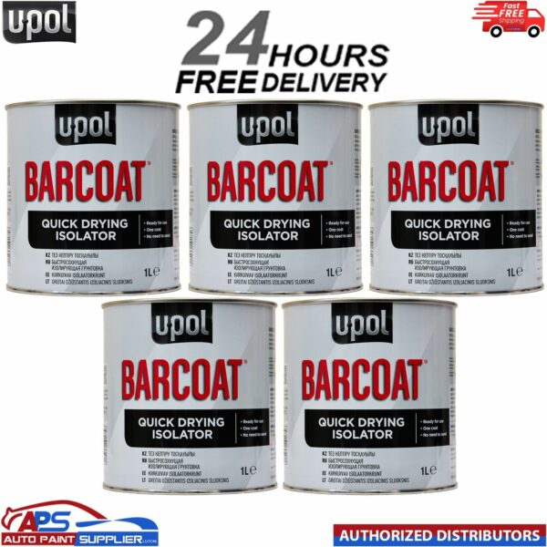 5 X U-POL BARCOAT QUICK DRYING ISOLATOR 1K PRIMER 2K PAINT REACTION UPOL BAR/1 Model: BAR/1