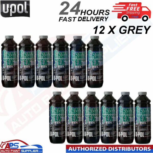 12X U-POL GRAVITEX PLUS HS STONE CHIP COATING 1L GREY - FAST DELIVERY Model: GRA/GG1