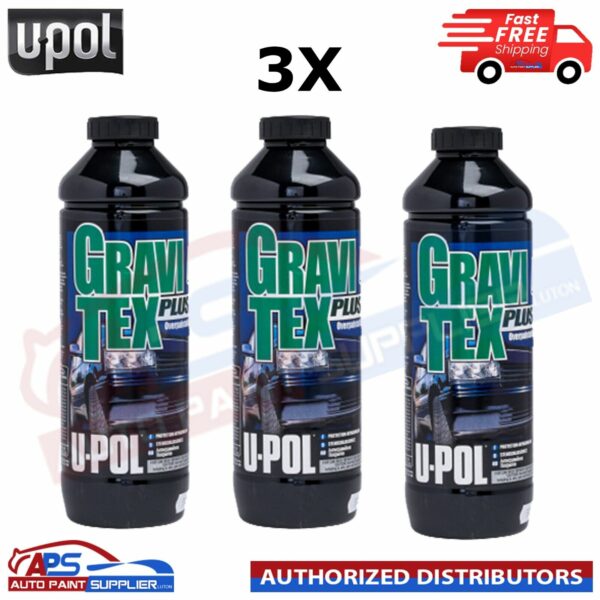 3 X U-POL GRAVITEX PLUS HS STONE CHIP COATING UPOL, PROTECTER 1L - BLACK Model GRA/NB1