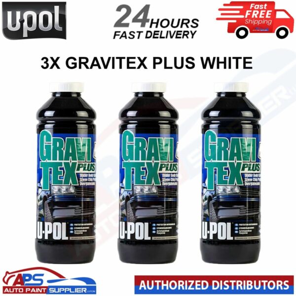 3 X U-POL GRAVITEX PLUS HS STONE CHIP COATING WHITE PROTECTER 1L- FAST DELIVERY Model: GRA/BW1