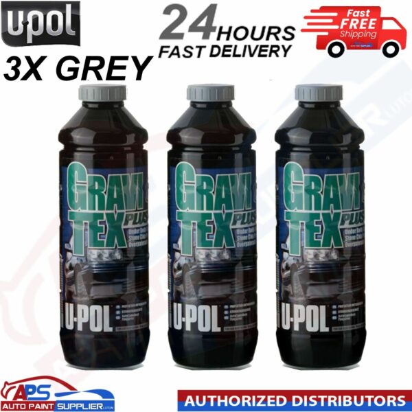 3 X U-POL GRAVITEX PLUS HS STONE CHIP GREY COATING PROTECTER 1L - FAST DELIVERY Model: GRA/GG1