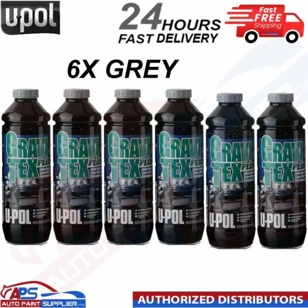 6 X U-POL GRAVITEX PLUS HS STONE CHIP COATING 1L GREY - FAST DELIVERY Model: GRA/GG1