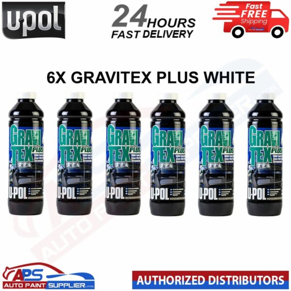 6 X U-POL GRAVITEX PLUS HS STONE CHIP COATING WHITE 1L - FAST DELIVERY Model: GRA/BW1