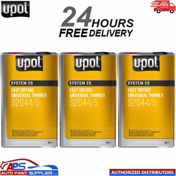 3x UPOL SYSTEM 20 S2044/5 FAST DRYING UNIVERSAL 2K THINNER 5L Model: S2044/5