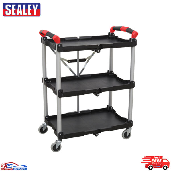 SEALEY CX314 Folding Workshop Garage Tool Storage Trolley Cart 3 Tier Shelf Model CX314