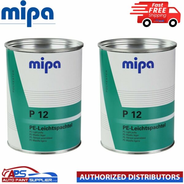 MIPA P12- 2X- LIGHT PUTTY WITH HARDENER 3L - FINE EASY SAND CAR BODY FILLER Model: 291330000