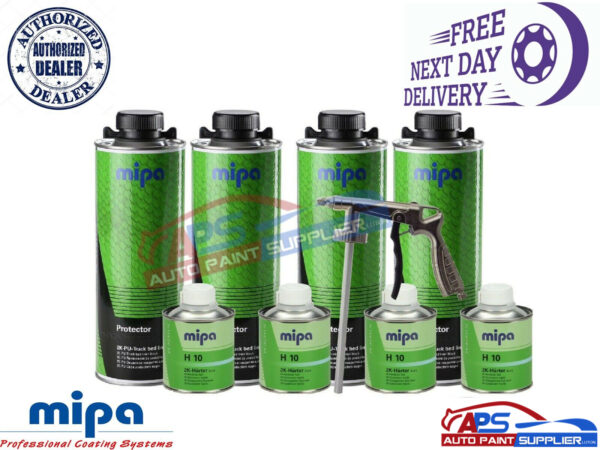 MIPA Protector Black Tough Bed Liner KIT 4L+H10 HARDENER+UNDERBODY SPRAY GUN Model 2041000001