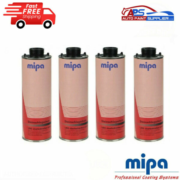 4 X MIPA SCHUTZ UNDER SEAL UNDERBODY RUST PROTECTION PROTECTOR BLACK 1LTR Model 4 x 256730003