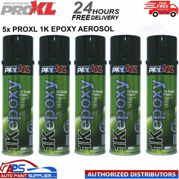 5x PRO XL 1K EPOXY PRIMER AEROSOL 500ML - BARE METAL ANTI RUST WELD THROUGH Model: 1KEPOXY
