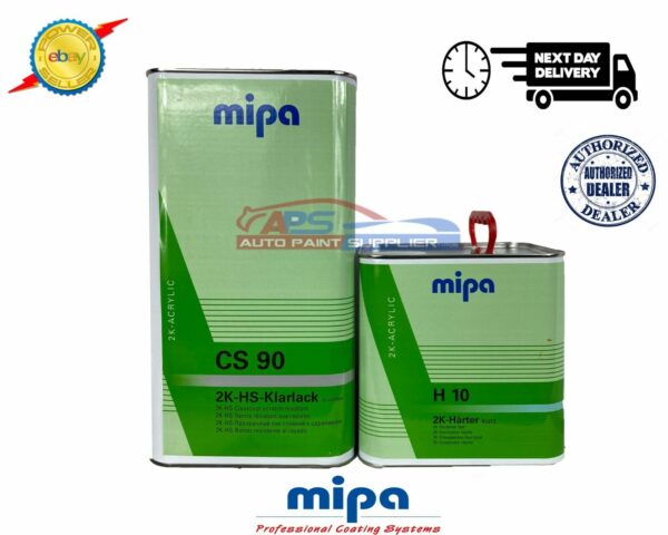 MIPA CS90 2K HS ACRYLIC CLEAR COAT/ LACQUER 5L + H10 FAST HARDENER 2.5L Model MIPCS90/H10-7.5