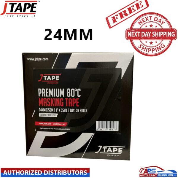 J Tape Premium Crepe Masking Tape Strong Adhesion Roll 24mm Box Of 36 Model 1180.3650