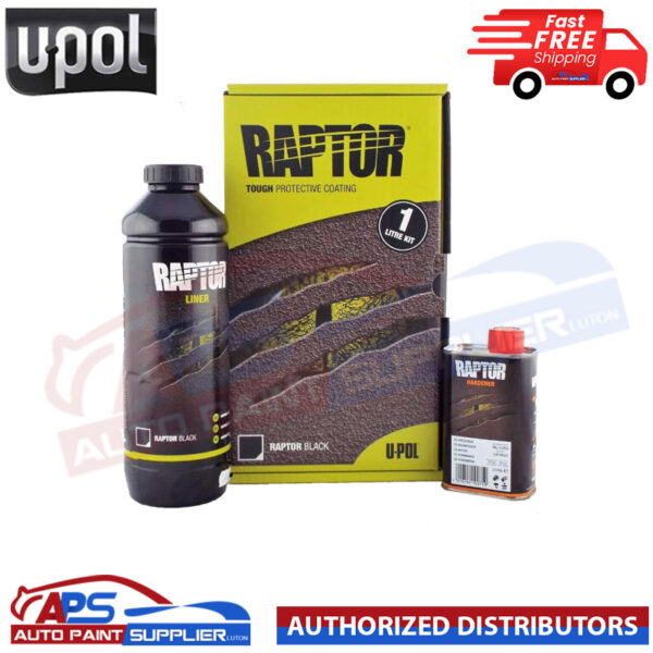 UPOL Raptor BLACK Truck Bed Liner 1L Kit U-POL 750ml Raptor + 250ml Hardener Model RLB/S1