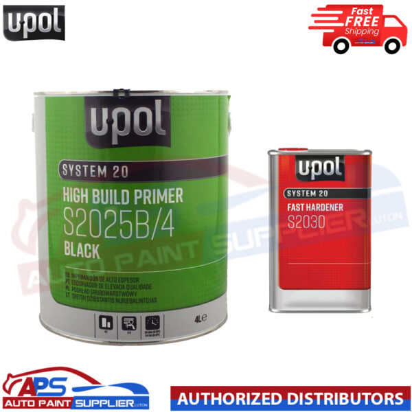 U-POL S2025B/4 HIGH BUILD 2K PRIMER WITH S2030 UPOL HARDENER - 5LTR KIT - BLACK Model: S2025B/4