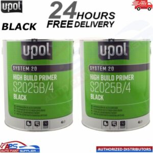 2x U-Pol 2K HS High Build Paint Primer 4:1 4 Litre BLACK S2025B - FAST DELIVERY Model: S2025B/4